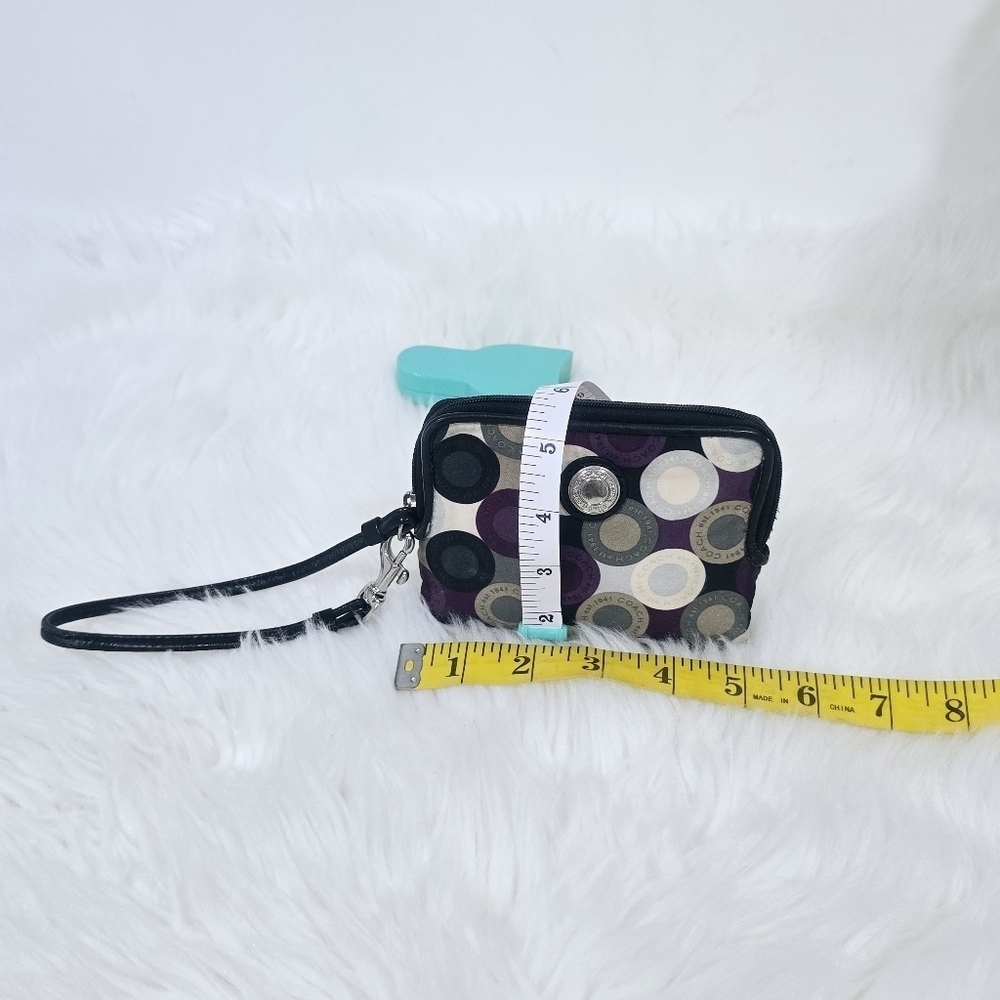 Coach Madison Signature Satin purple,white,gray and black wristlet . - Picture 4 of 13